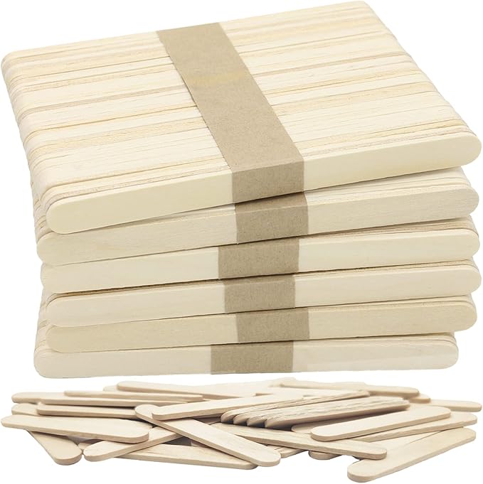 WISYOK 240 Pcs Natural Wood Craft Sticks, Popsicle Sticks, Lolly Sticks for Crafts 4.5 Inch, Ideal for Homeschool Arts and Crafts, Waxing Supplies, Classroom Art Supplies