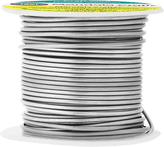 Mandala Crafts 14 Gauge Anodized Aluminum Craft Wire for Jewelry Making - 60 FT Colored Flexible Gray Wire - Bendable for Bonsai Armature Crafting Sculpting
