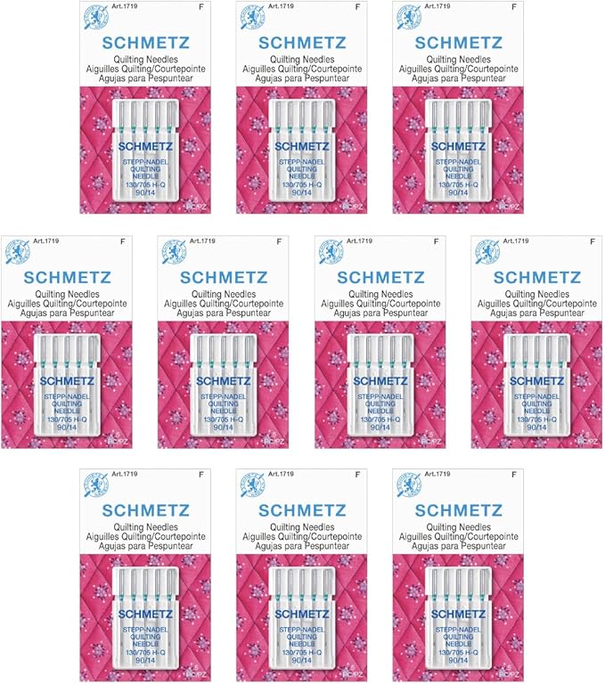 SCHMETZ Quilting Needles - Size 90/14, 5-Needle Cards, Pack of 10