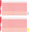 PATIKIL 2Pcs Erasable Gel Pens with 50 Refills & 2 Erasers, 0.5mm Heat Erasable Pens for Fabric Red Ink Fabric Marking Pen for Sewing Quilting Planner Writing