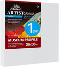 PHOENIX 36x36 Inch Museum Canvas - 2 3/8 Inch Thick Porfile Deep Large Stretched Canvas for Painting 1 Pack 100% Cotton 11 Oz. Gesso Primed White Blank Professional Canvas Oil & Acrylic Paints