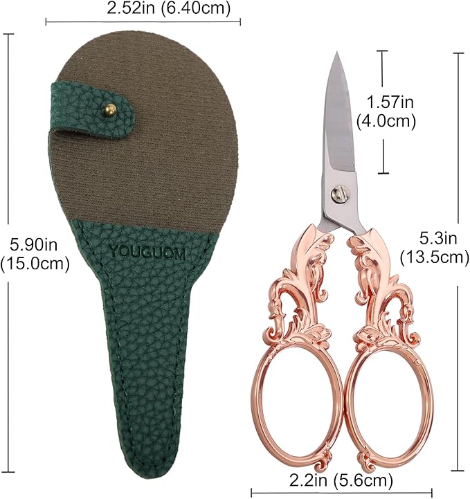 Sewing Scissors, Multipurpose Craft Scissors with Sheath for Arts Crafting Office Home School Paper Fabric Cutting Sharp Shears, 5.3in Rose Gold Big Handles