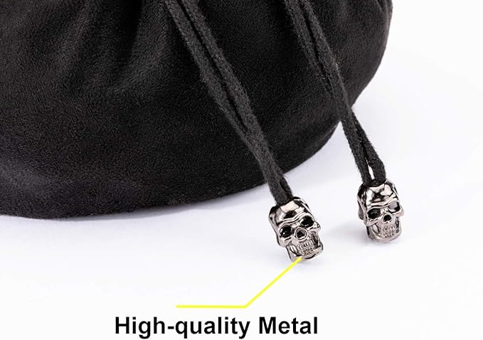 Large DND Dice Drawstring Bags with Pockets Black Storage Bag for RPG MTG Game Dices Capacity Over 300 Dice