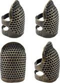 FR 4 Pack (2 Sizes, S/M) Sewing Thimble Finger Protector, Adjustable Finger Metal Shield Protector Pin Needles Sewing Quilting Craft Accessories DIY Sewing Tools Needlework Copper