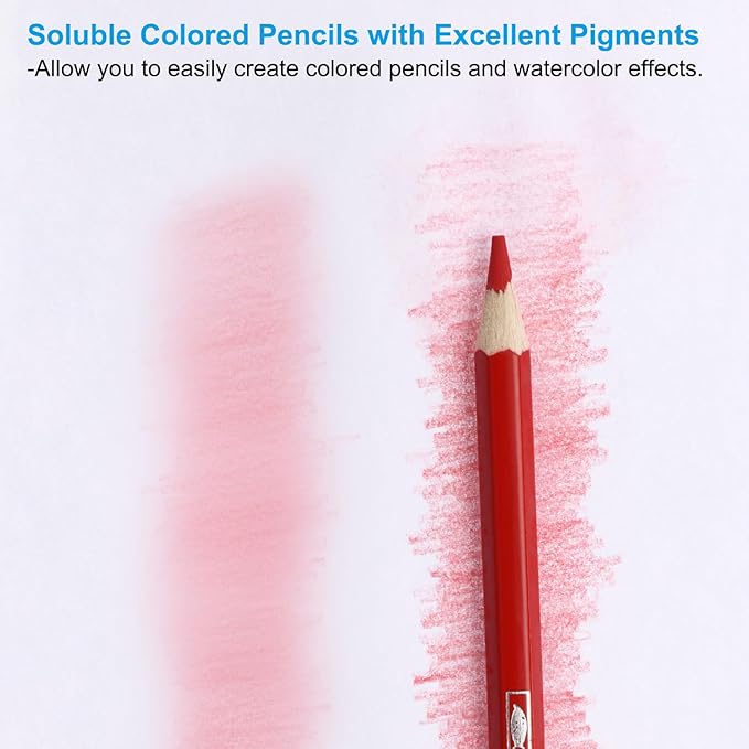 PATIKIL Watercolor Pencil, 6Pcs Water Soluble Pencils for Blending, Coloring, Sketch Drawing, Painting, Blue