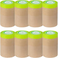 Pre-Taped Painting Masking Paper: 8 Rolls 6 Inch x 50 Feet Tape and Drape Painters Paper, Self-Adhesive Paint Protective Kraft Paper Roll