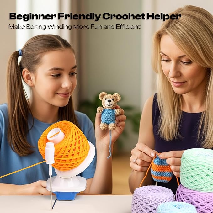 Caydo Yarn Winder with Tension Spring, One Hand Operated Winder, 4-7oz Efficiently Compact Cake Roller for Crocheting, Portable Ball Spinner for Crocheters&Knitters, Good Helper for Craft Lovers(Blue)