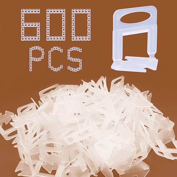 600 PCS Tile Leveling System Clips 1/16''(1.5mm) 600-Piece Tiles Leveler Spacers Tool for Professional Ceramic Tile and Stone Installation