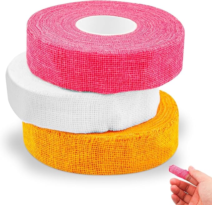 3Rolls Thimble Tape for Hand Sewing Multi-Used Sew Thimbles Nail Finger Protector - Alternative to Classic Knitting Thimbles Adjustable Cotton Tapes for Embroidery Paperwork Carving Sorting Task