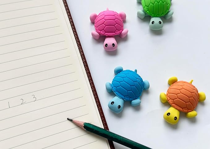 36 Pcs Pencil Eraser Set, 3D Cute Erasers for Kids, Children's Gifts, Party Favor, Classroom School Rewards (Turtle)