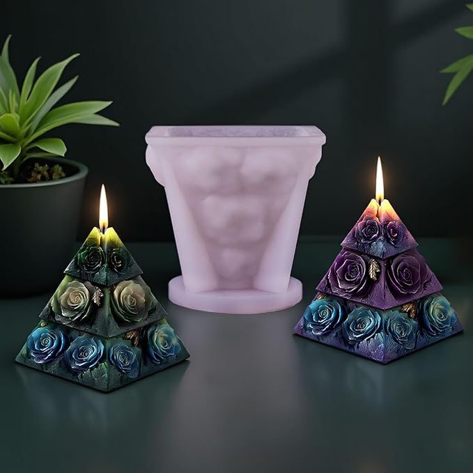 Rose Pyramid Scented Candle Silicone Mold Pillar Silicone Mold Resin Casting, Home Decoration Scented Candle Gypsum Wedding Decoration Handicraft Gift