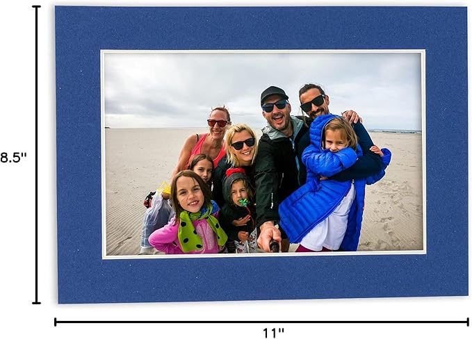 Poster Palooza 8.5x11 Mat Bevel Cut for 7x9 Photos - Acid Free Bottle Blue Precut Matboard - For Pictures, Photos, Framing - 4-ply Thickness