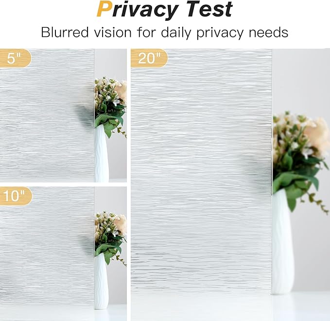 Haton Window Privacy Film, Frosted Glass Privacy Window Clings, Sun Blocking Frosting Opaque Coverings, Static Cling Removable Decorative Stickers for Home Door, Non-Adhesive 35.4" x 78.7"