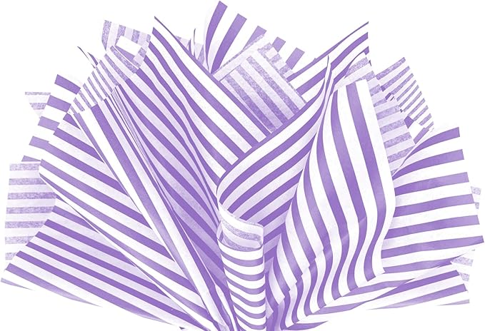 Flexicore Packaging Lilac Purple Pin Stripe Print Gift Wrap Tissue Paper Size: 15 Inch X 20 Inch | Count: 100 Sheets | Color: Lilac Pin Stripe