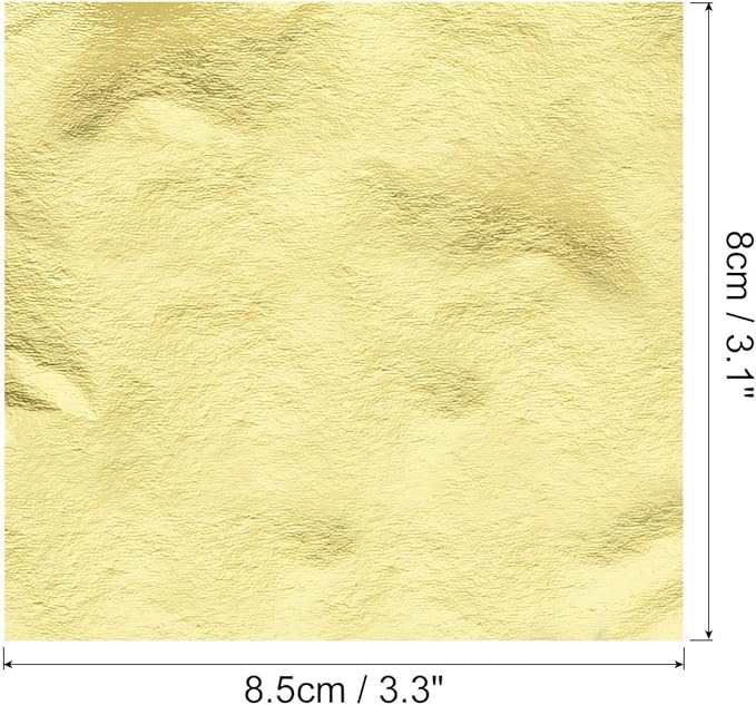 MECCANIXITY Gold Leaf Foil Sheet, Bright Golden Leaf Papers, 3.3 x 3.1inch for Art Decoration, Sculptures, Painting, Pack of 100