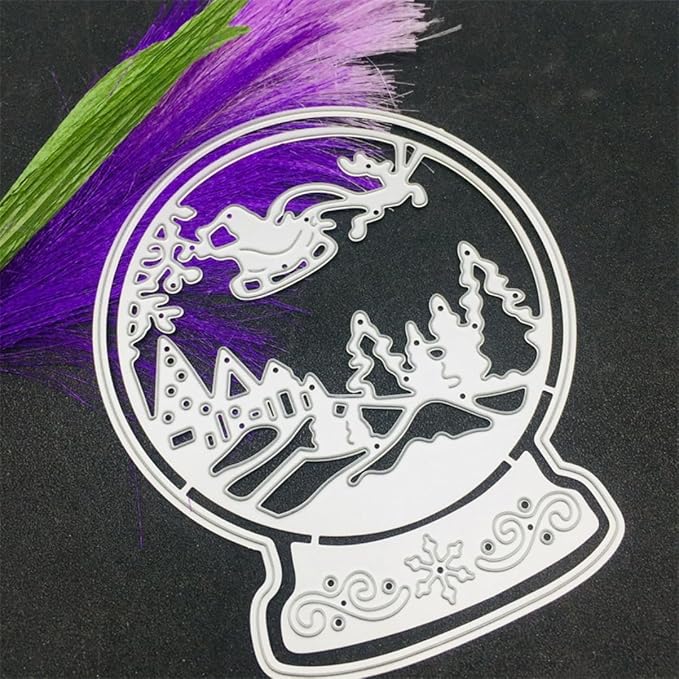 Mvchifay Cutting Dies Happy Birthday Metal Stencils Scrapbooking Tool DIY Emboss Paper Card Making (Christmas Snowball-12.2x10.3cm)