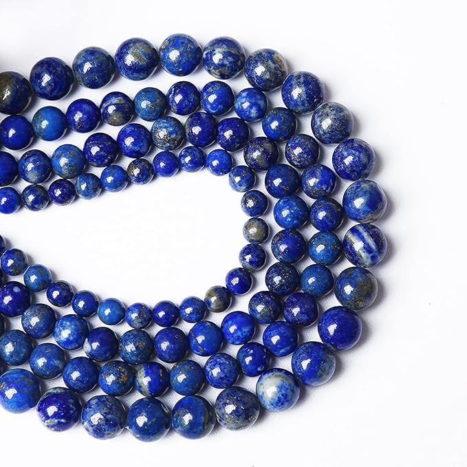 6mm 120PCS AAA+ Natural Lapis Lazuli Gemstone Beads Round Loose Stone Beads for Jewelry Making DIY Bracelets Necklace Earrings 32" 2 Strands