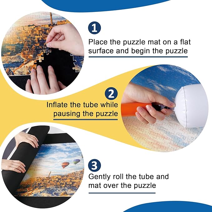 Puzzle Mat Roll Up Puzzles Board for Jigsaw Up to 2000, 1500, 1000, 500 Pieces Large Portable Table Saver Mats Puzzle Keeper Cover with Sorter Trays Storage Bag Kit Holder Organizer Pad for Adult