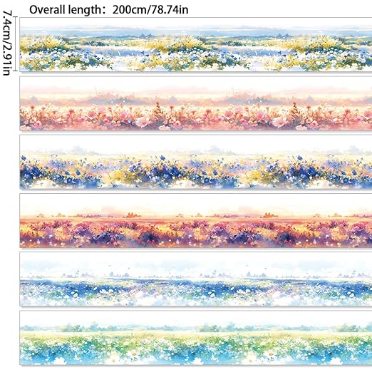 6Rolls Colorful Natural Scenery Washi Tape Set Scrapbook Supplies Spring Floral Washi Tape Stickers Decorative Tape Vintage Flower Cute Washi tape Bulk Washi Stickers Junk Journal Journaling Supplies