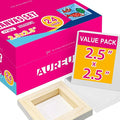AUREUO Mini Stretched Canvas - 2.5x2.5 Inch / 24 Pack - 2/5 Inch Profile Small Square Canvas - Gift Set Bulk Pack Canvases for Acrylic Painting & Craft