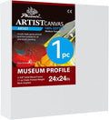 PHOENIX 24x24 Inch Museum Canvas - 2 3/8 Inch Thick Porfile Deep Large Stretched Canvas for Painting 1 Pack 100% Cotton 11 Oz. Gesso Primed White Blank Professional Canvas Oil & Acrylic Paints