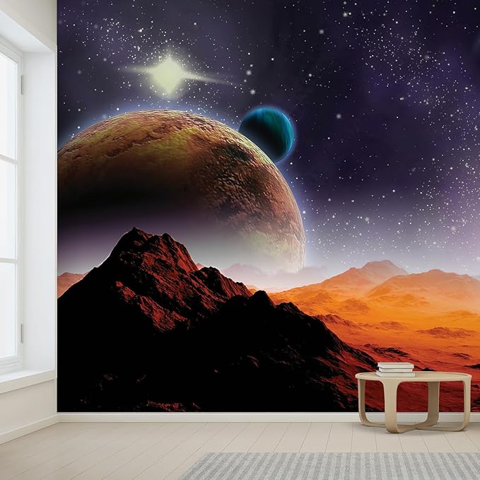 wall26 Peering into a Vibrantly Colored Space Wall Mural, Removable Sticker, Home Decor - 108x144 inches
