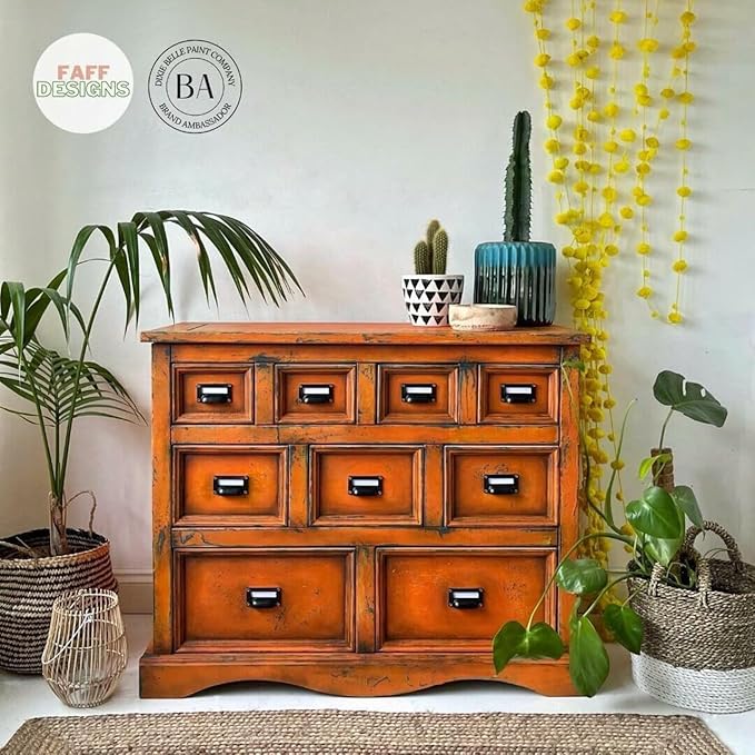 Dixie Belle Paint Company Chalk Finish Furniture Paint - Florida Orange (4oz) - Matte Bright Orange Chic Chalk Mineral DIY Furniture Paint