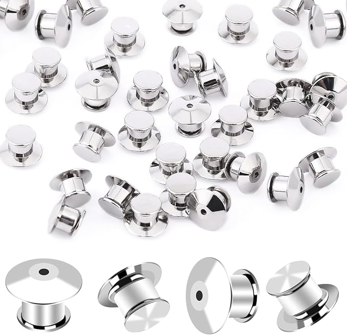DECYOOL 60PCS Metal Locking Pin Backs, Pin Keepers Clasp Pin Backs Locking Buckles for Brooch DIY Crafts Badges Enamel Lapel Needles Pin Lock