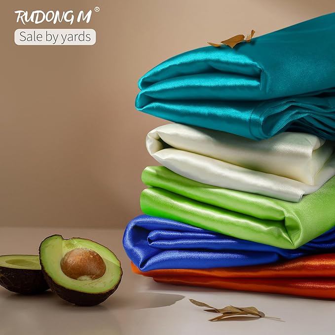 RUDONG M Teal Satin Fabric by The Yard, 5 Yard x 60 Inch Wide Silky Charmeuse Satin Fabric, Soft Satin Fabric for Wedding Decorations, Bridal Dress, Sewing, Accessories, DIY Crafts