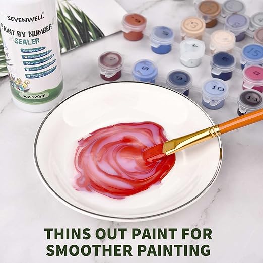 SEVENWELL Gloss Varnish for Acrylic Painting, Paint by Numbers Sealer, Acrylic Clear Coat, High Finish Non-Yellowing Anti-Crazing for Air Dry Clay Glaze