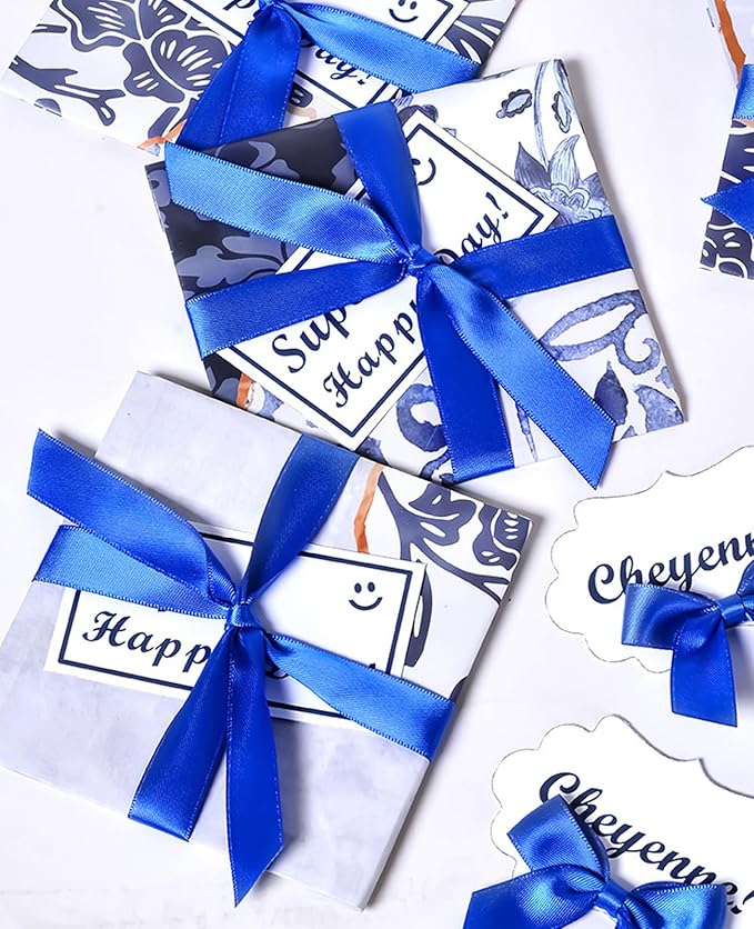 5/8" x 100 Yards Royal Blue Polyester Satin Ribbon Single Faced Bulk Fabric Ribbons for Gift Wrapping, Crafting, Bows Making, Sewing, Wedding, Home Decor