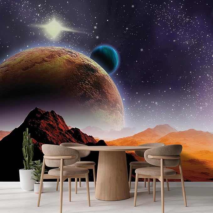 wall26 Wall Sticker/Wall Mural Peering into a Vibrantly Colored Space, Not Peel and Stick, Non-Woven Wallpaper Decorative for Bedroom, Living Room, Office - 120x120 inches