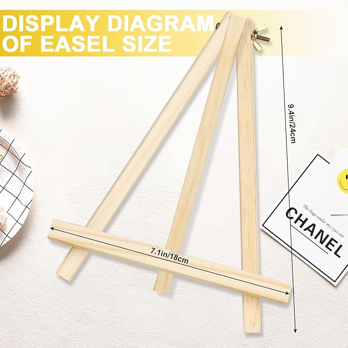 Mini Easels 6 Pack, Small Easels for Painting 24cm/9 Inch, Folding Design, Small Easel with 6 Palettes and 30 Brushes, Suitable for Outdoor Painting Party