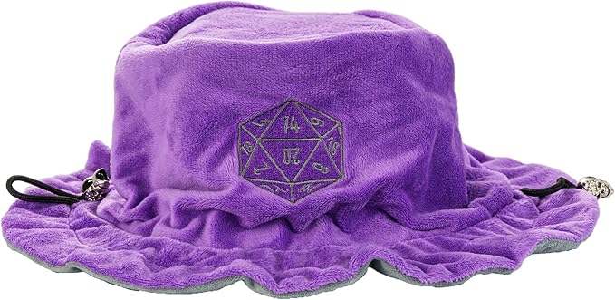 DND Dice Bags Large with Pockets Purple Storage Bag with D20 Logo for RPG Game Dices - Capacity 200+ Dice