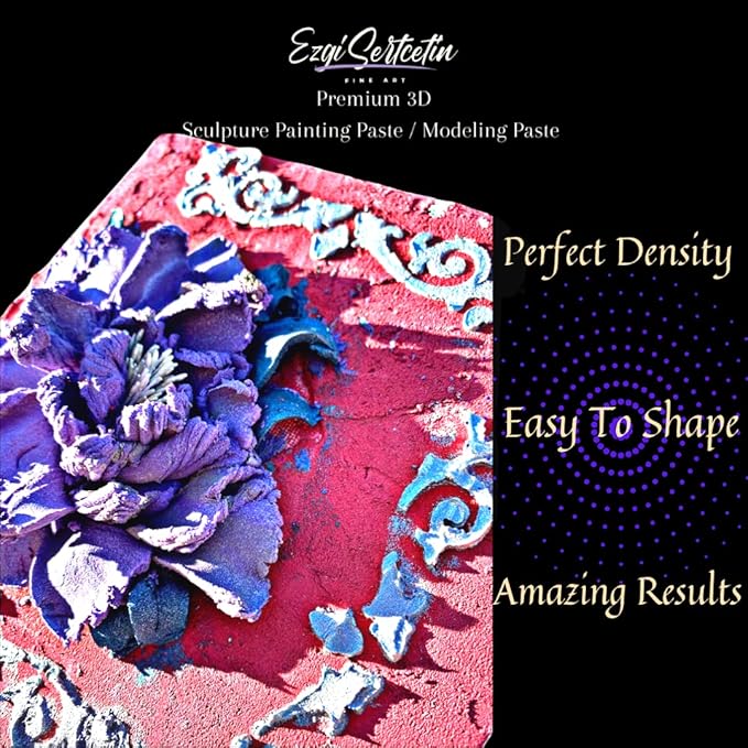3D Sculpture Painting Paste|Texture Paste|Decorative Plaster|Ready to Use|Unique Metallic Pearl and Neon Colors|Ideal for Artwork|Stencil|Flowers|Texture and Art Relief|6 oz (Granite Stone)