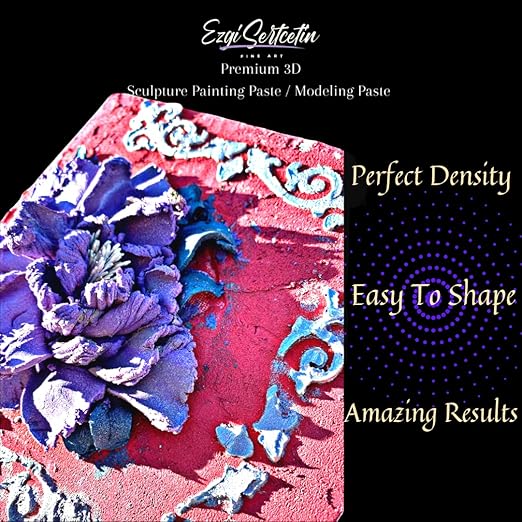 3D Sculpture Painting Paste|Texture Paste|Decorative Plaster|Ready to Use|Unique Metallic Pearl and Neon Colors|Ideal for Artwork|Stencil|Flowers|Texture and Art Relief|6 oz | (Brownie)