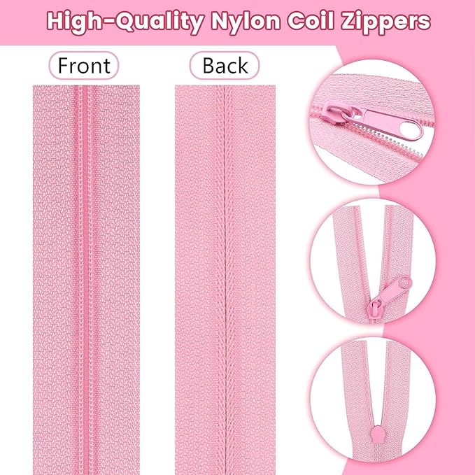 DOITEM 42 Yards 14 Pieces Coil Zippers Assorted Nylon Zipper with 56 Sliders, 14 Color for DIY Tailor Sewing Crafts