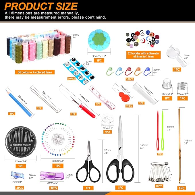 Rustark 217Pcs Sewing Kit with Portable Bag, Premium Sewing Supplies Kit Includes 41 Colors Sewing Threads and Accessories Kit for Home Traveler Emergency Sewing Repair
