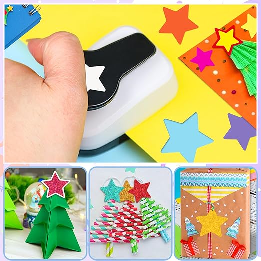 Star Hole Punch, Star Paper Punch, Stars Punches for Paper Crafts, StarPuncher for Crafts, 1 inch Stars Shaped Hole Punches, Crafts Puncher for Scrapbooking DIY Papers Projects