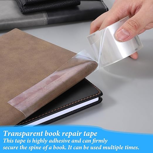 Clear Book Binding Tape 2 Inch Wide Archival Safe Acid-Free Book Repair Tape for Broken Pages Waterproof Adhesive Books Binding Tapes Material for Reinforcing Books Spines(2 Inch x 16.5 Feet)