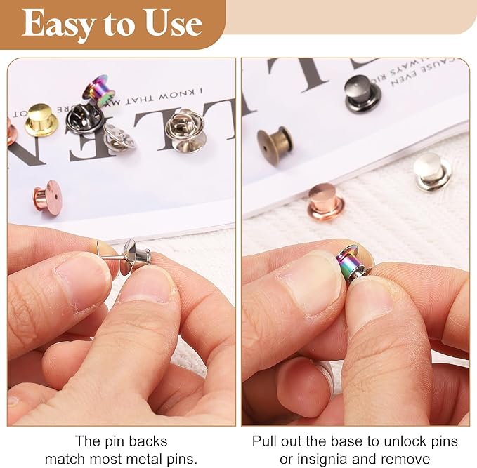 uxcell 30Pcs Metal Locking Pin Backs, Pin Keepers Locking Clasp Flat Head Clamp Needle Back Lock for DIY Brooch Crafts Badges Enamel Lapel, Multicolor