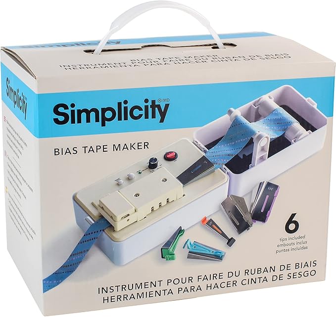 Simplicity 3881925US Sewing and Quilting Bias Tape Maker Tool with 6 Different-Sized Tips, Multicolor, 9pcs