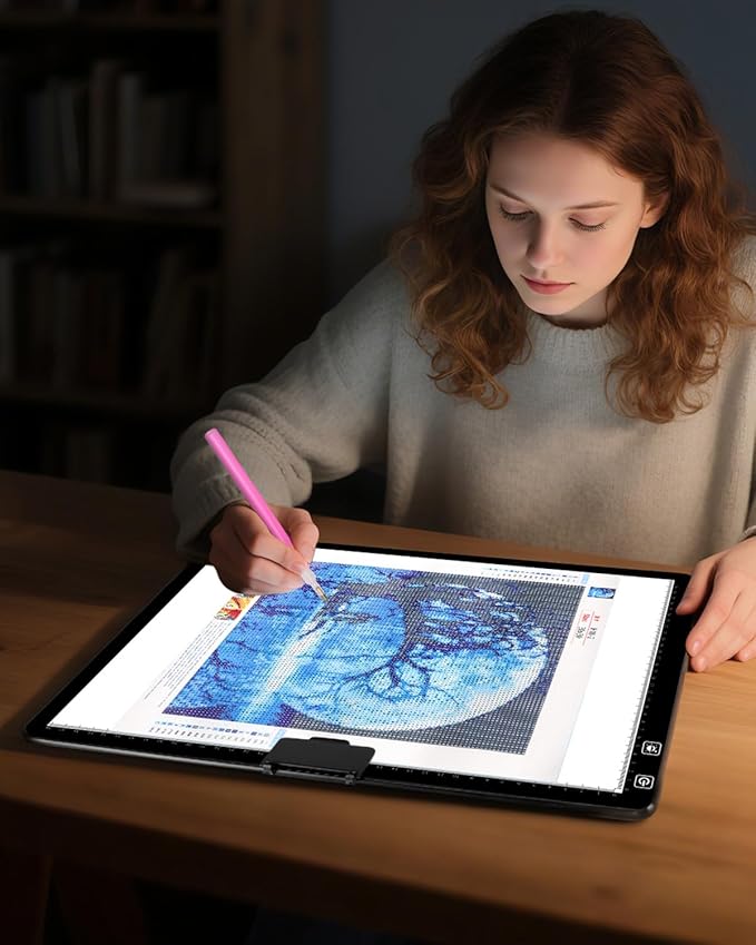 Bylitodt Rechargeable A3 Light Pad, Diamond Art Light Board, Lightbox for Tracing and Drawing with 3 Colors & 6 Brightness, Tracing Pad for Weeding Vinyl, Sketching, Diamond Painting Accessories