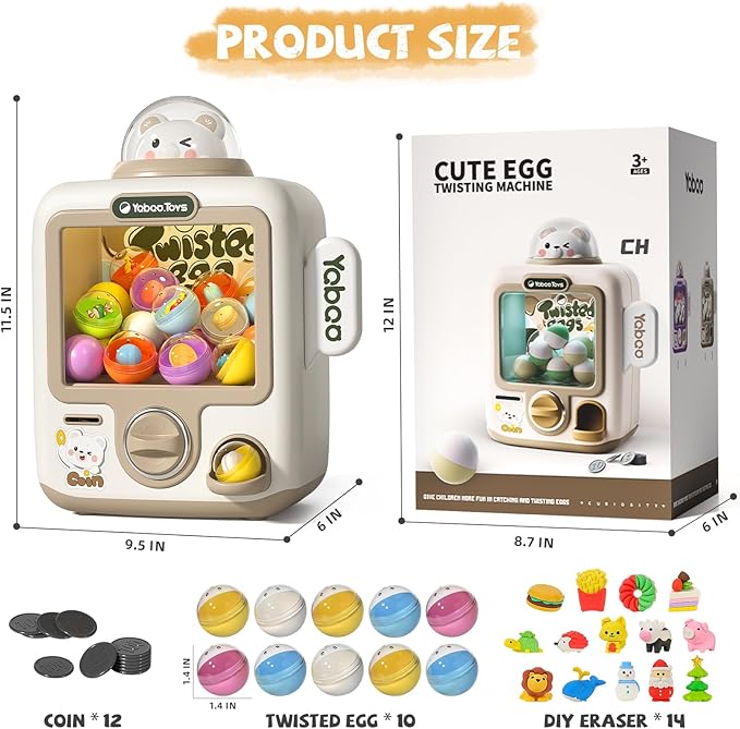34 Pcs Claw Machine for Kids 3-12, Bears Gachapon Machine Toys for Girls 3 4 5 6 Year Old, Mini Vending Machine, Gumball Prize Machine Maker Game for Party, for Boys Girls 3 4 5 6 7 8
