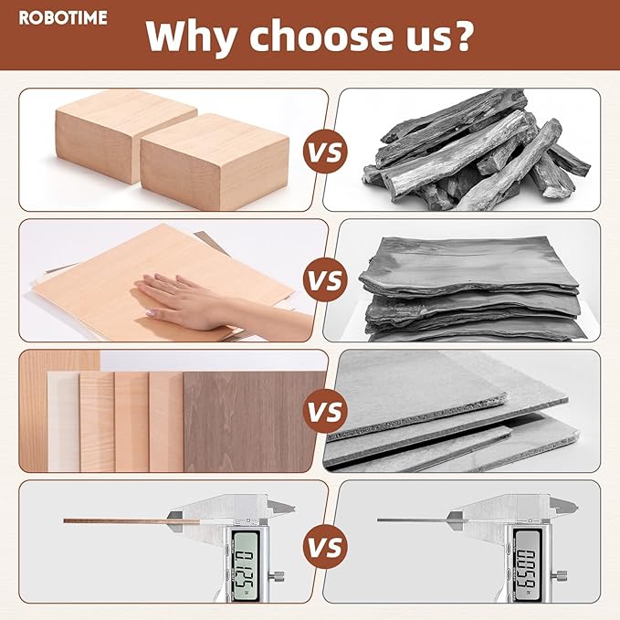 ROBOTIME 6-Pack Laser Wood Sheets 1/8" - 12 x 16 x 1/8 Inch - Cheery - 3mm Plywood for Laser Cutting, Laser Engraving Blanks