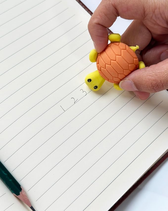 36 Pcs Pencil Eraser Set, 3D Cute Erasers for Kids, Children's Gifts, Party Favor, Classroom School Rewards (Turtle)