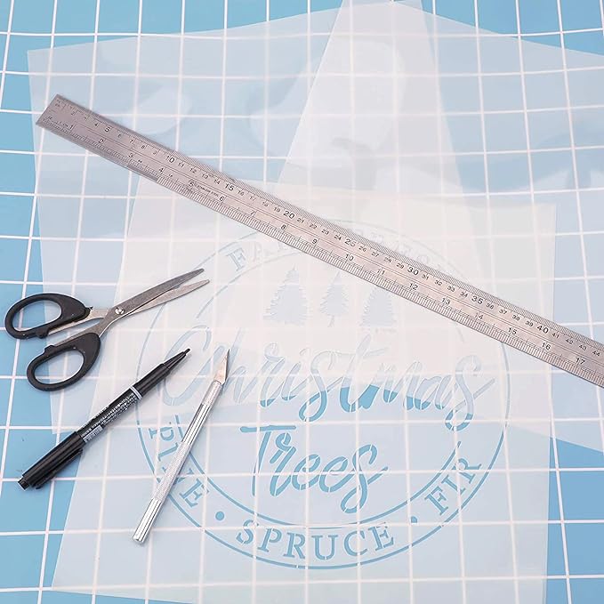 16 Pack 6 Mil Clear Mylar Stencil Sheets, 12" x 12" Blank Reusable Plastic Template Sheets for Cricut, Laser Cutting, Gyro-Cut Tool Template Material