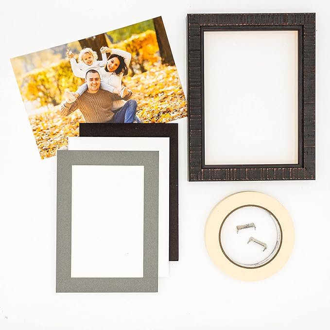 Poster Palooza 8x10 Mat Bevel Cut for 5x8 Photos - Acid Free Mid Grey Precut Matboard With Backing Board and Crystal Clear, Self Seal Photo Mat Bag - For Pictures, Photos, Framing - 4-ply Thickness