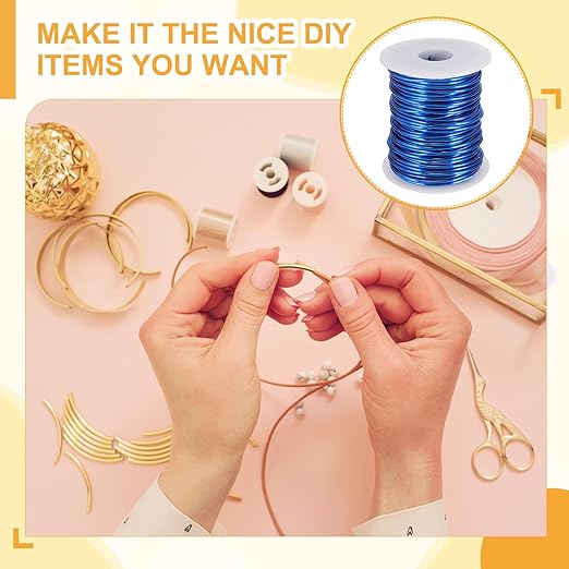 uxcell 12 Gauge / 2mm Anodized Aluminum Wire for Jewelry Craft Making, 102 Feet Bendable Flexible Wire for DIY Home Decor Gardening Sculpture, Dark Blue