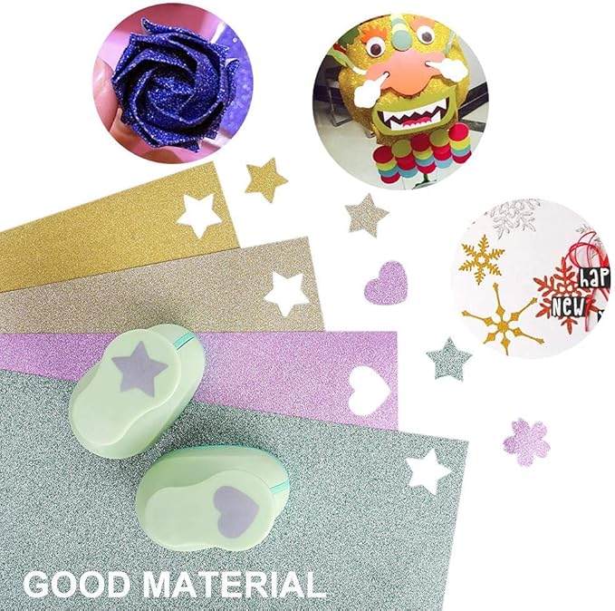 UCEC Glitter Cardstock Paper, 50 Sheets 10 Colors, 8.3 x 11.7 Inch Self-Adhesive Glitter Sticker Paper for Card Making, Sparkly Papers for Craft DIY Halloween Party Scrapbooking Gift, A4, 80 GSM